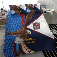 American Samoa and United States Semiquincentennial Bedding Set Bald Eagle with National Flag Style LT03 - Polynesian Pride