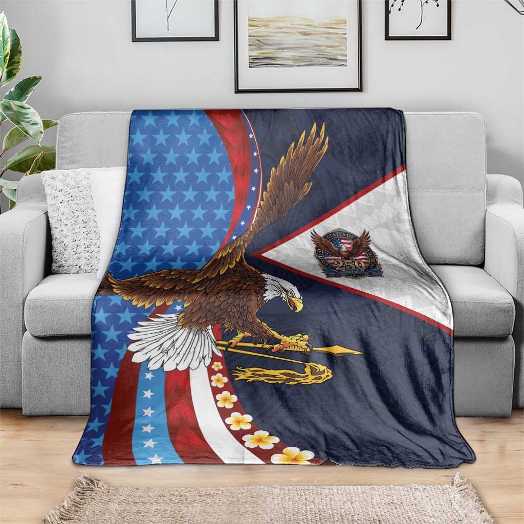 American Samoa and United States Semiquincentennial Blanket Bald Eagle with National Flag Style LT03 - Polynesian Pride