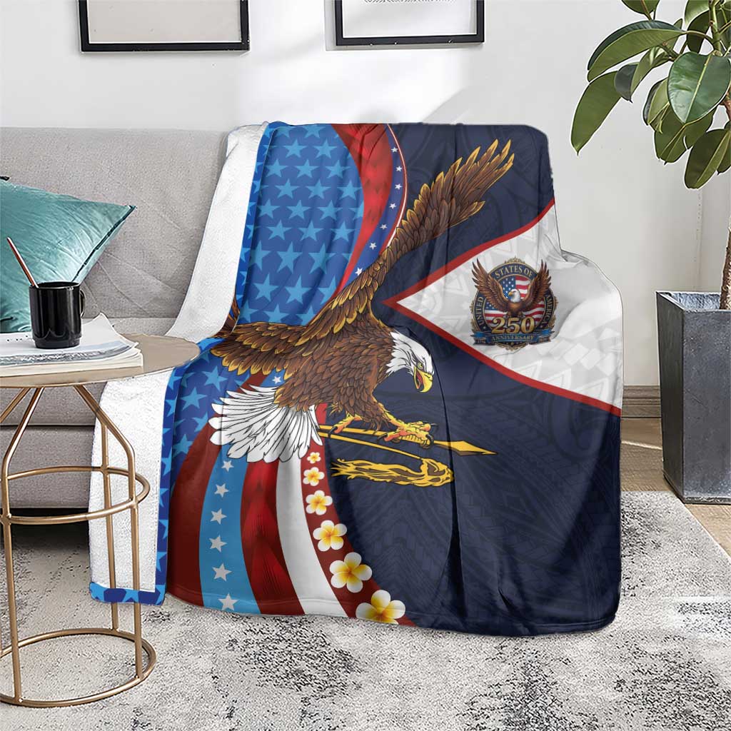 American Samoa and United States Semiquincentennial Blanket Bald Eagle with National Flag Style LT03 - Polynesian Pride