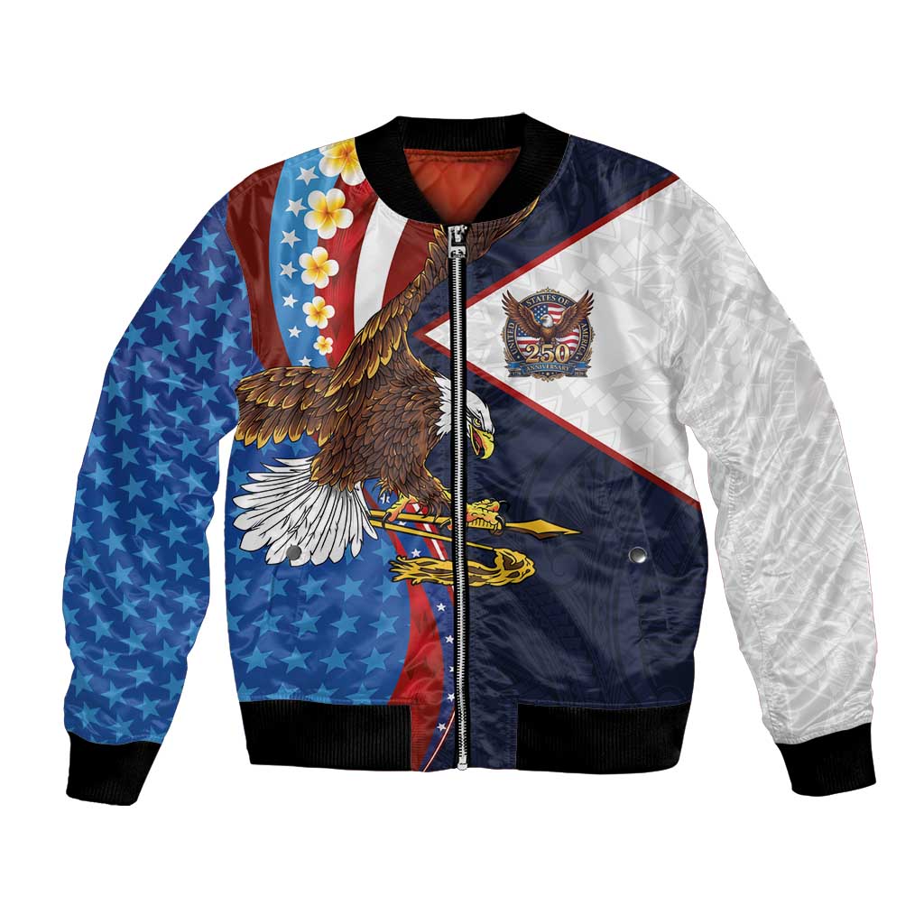 American Samoa and United States Semiquincentennial Bomber Jacket Bald Eagle with National Flag Style LT03 Unisex Multicolor - Polynesian Pride