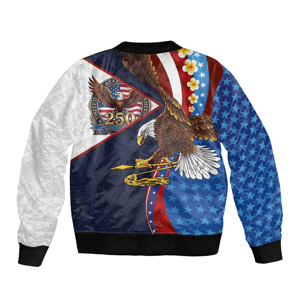 American Samoa and United States Semiquincentennial Bomber Jacket Bald Eagle with National Flag Style LT03 - Polynesian Pride
