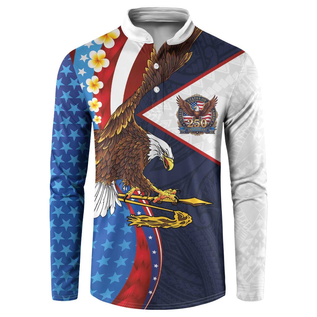 American Samoa and United States Semiquincentennial Button Sweatshirt Bald Eagle with National Flag Style LT03 Multicolor - Polynesian Pride