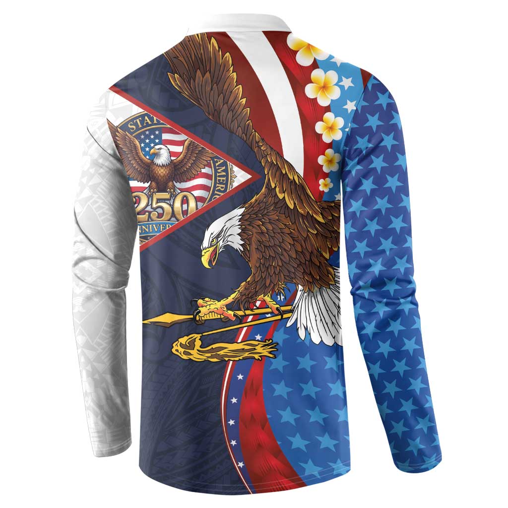American Samoa and United States Semiquincentennial Button Sweatshirt Bald Eagle with National Flag Style LT03 - Polynesian Pride
