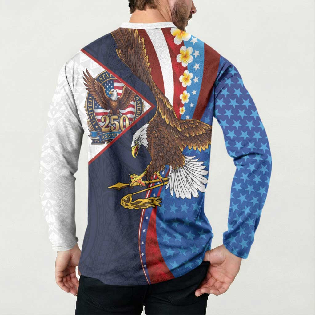 American Samoa and United States Semiquincentennial Button Sweatshirt Bald Eagle with National Flag Style LT03 - Polynesian Pride