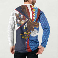 American Samoa and United States Semiquincentennial Button Sweatshirt Bald Eagle with National Flag Style LT03 - Polynesian Pride