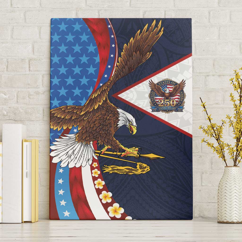 American Samoa and United States Semiquincentennial Canvas Wall Art Bald Eagle with National Flag Style LT03 Without Frame Multicolor - Polynesian Pride
