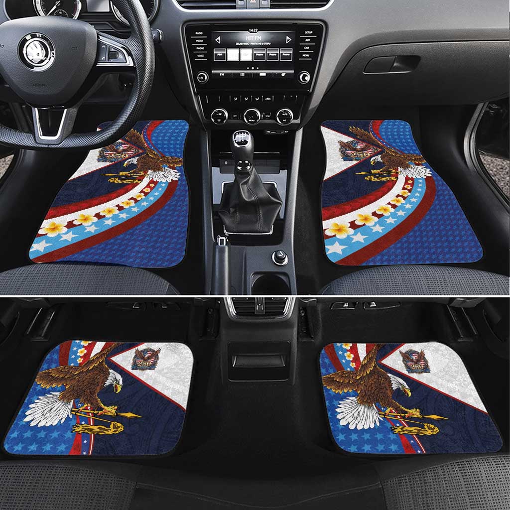 American Samoa and United States Semiquincentennial Car Mats Bald Eagle with National Flag Style LT03 Set 4pcs Multicolor - Polynesian Pride