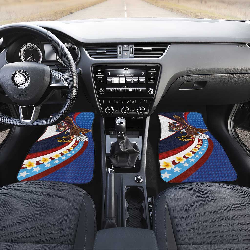 American Samoa and United States Semiquincentennial Car Mats Bald Eagle with National Flag Style LT03 Set 2pcs - Front Multicolor - Polynesian Pride