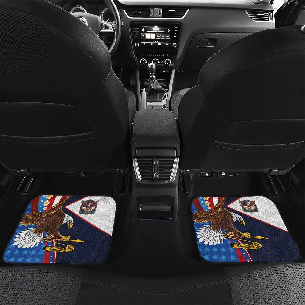 American Samoa and United States Semiquincentennial Car Mats Bald Eagle with National Flag Style LT03 Set 2pcs - Back Multicolor - Polynesian Pride
