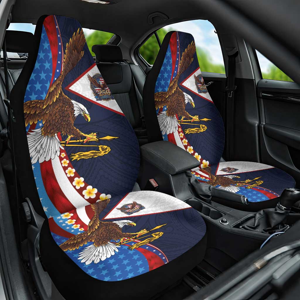 American Samoa and United States Semiquincentennial Car Seat Cover Bald Eagle with National Flag Style LT03 One Size Multicolor - Polynesian Pride