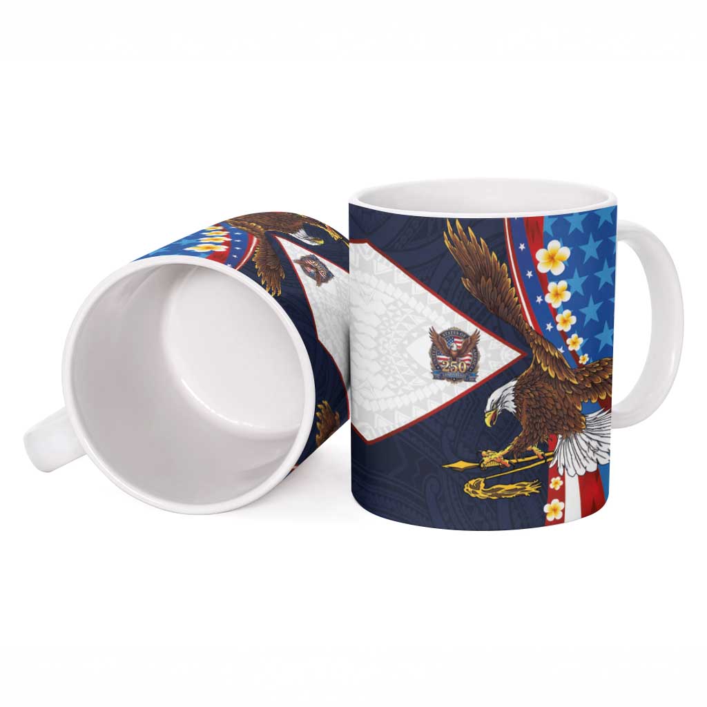 American Samoa and United States Semiquincentennial Ceramic Mug Bald Eagle with National Flag Style LT03 - Polynesian Pride