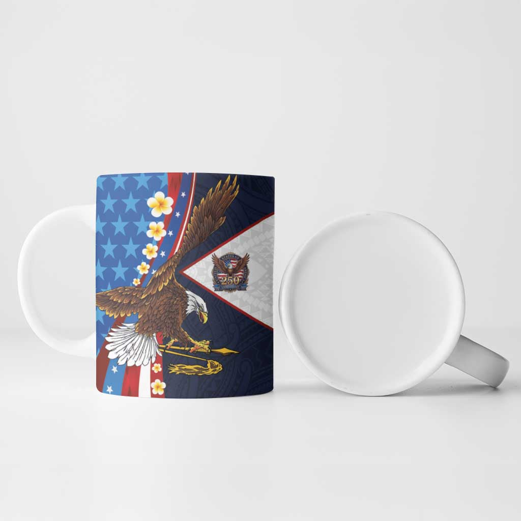 American Samoa and United States Semiquincentennial Ceramic Mug Bald Eagle with National Flag Style LT03 - Polynesian Pride