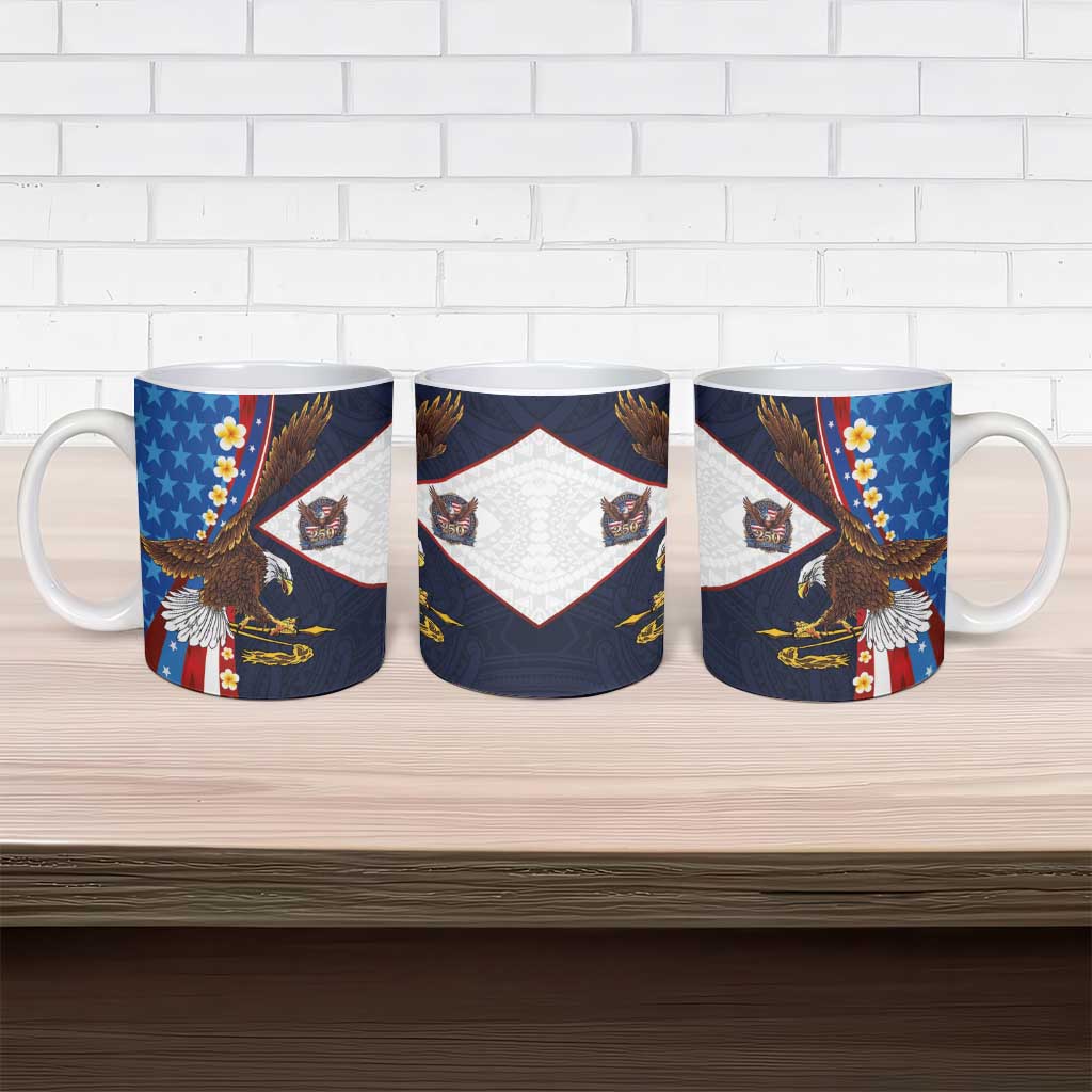 American Samoa and United States Semiquincentennial Ceramic Mug Bald Eagle with National Flag Style LT03 - Polynesian Pride