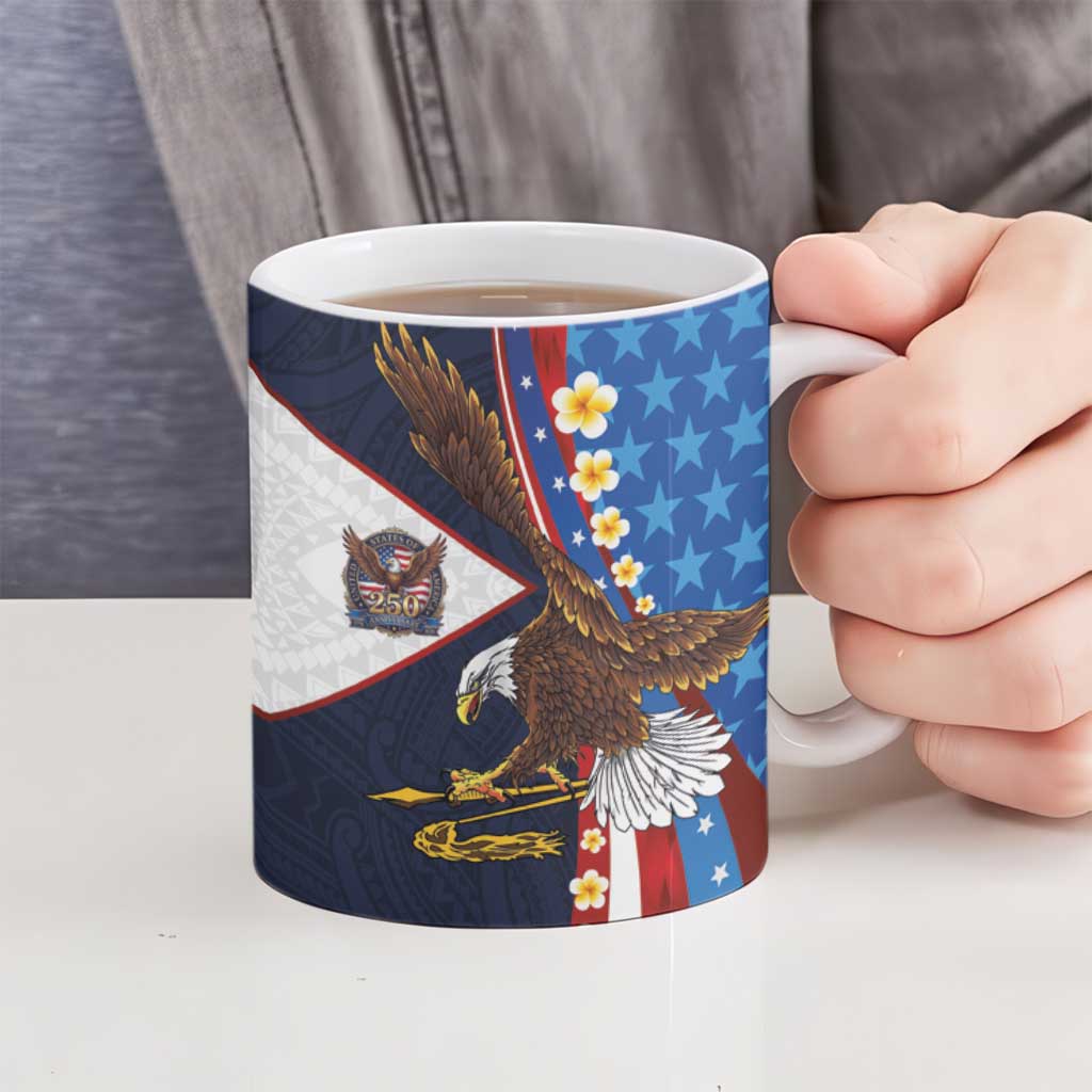 American Samoa and United States Semiquincentennial Ceramic Mug Bald Eagle with National Flag Style LT03 - Polynesian Pride