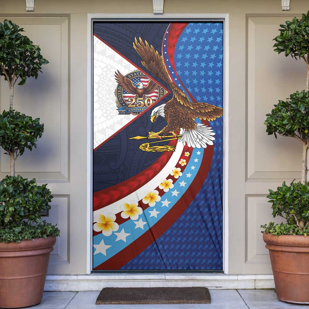 American Samoa and United States Semiquincentennial Door Cover Bald Eagle with National Flag Style LT03 Multicolor - Polynesian Pride