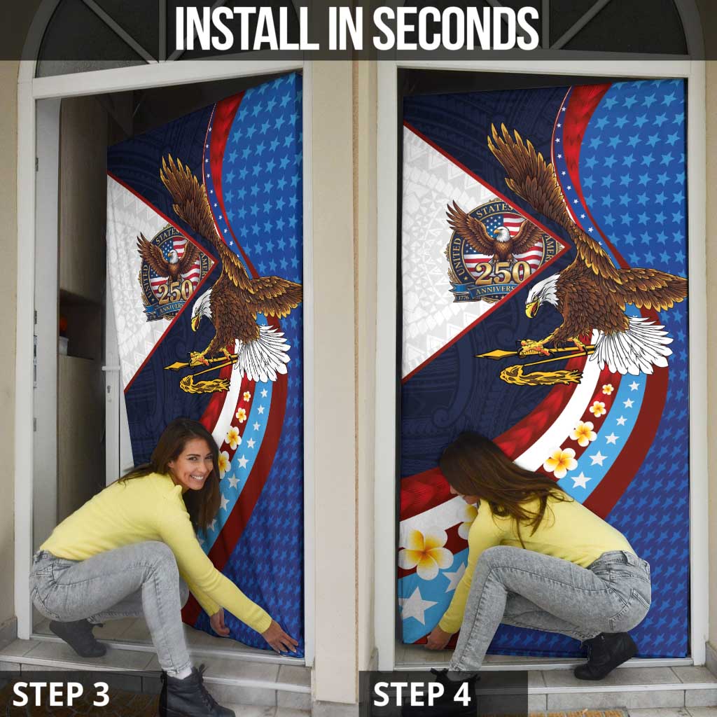 American Samoa and United States Semiquincentennial Door Cover Bald Eagle with National Flag Style LT03 - Polynesian Pride