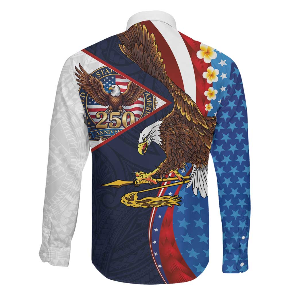 American Samoa and United States Semiquincentennial Family Matching Off The Shoulder Long Sleeve Dress and Hawaiian Shirt Bald Eagle with National Flag Style