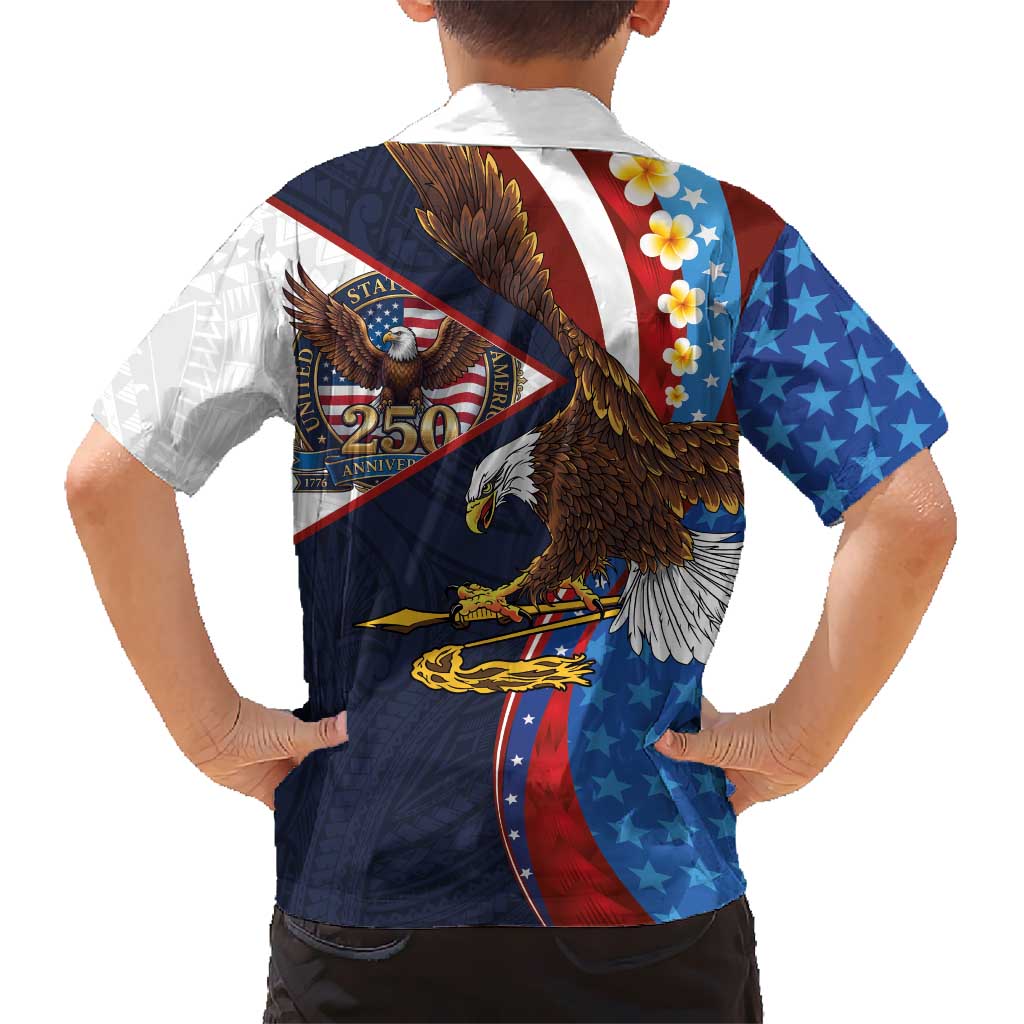 American Samoa and United States Semiquincentennial Family Matching Off Shoulder Maxi Dress and Hawaiian Shirt Bald Eagle with National Flag Style