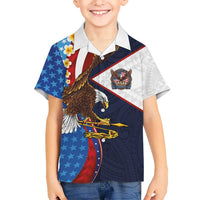 American Samoa and United States Semiquincentennial Family Matching Off Shoulder Maxi Dress and Hawaiian Shirt Bald Eagle with National Flag Style