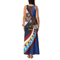American Samoa and United States Semiquincentennial Family Matching Tank Maxi Dress and Hawaiian Shirt Bald Eagle with National Flag Style