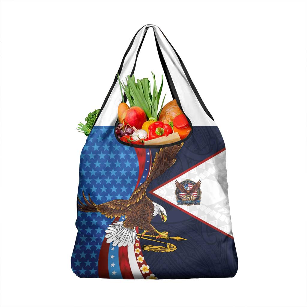 American Samoa and United States Semiquincentennial Grocery Bag Bald Eagle with National Flag Style LT03 1-pack One Size Multicolor - Polynesian Pride