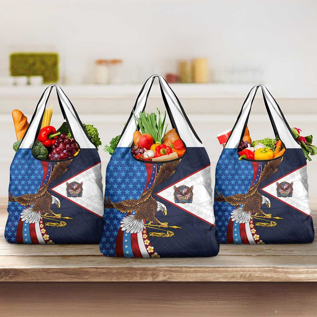 American Samoa and United States Semiquincentennial Grocery Bag Bald Eagle with National Flag Style LT03 3-pack One Size Multicolor - Polynesian Pride
