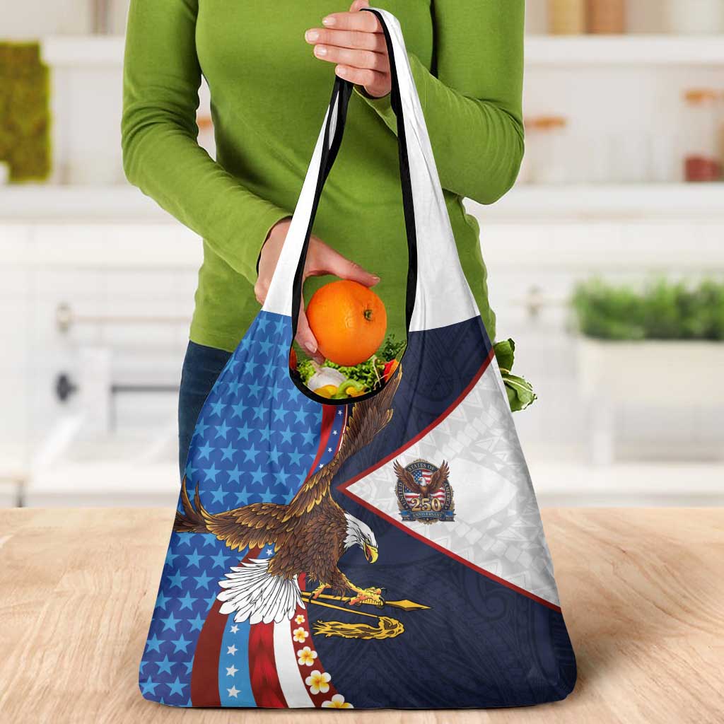 American Samoa and United States Semiquincentennial Grocery Bag Bald Eagle with National Flag Style LT03 - Polynesian Pride