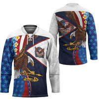 American Samoa and United States Semiquincentennial Hockey Jersey Bald Eagle with National Flag Style LT03 - Polynesian Pride