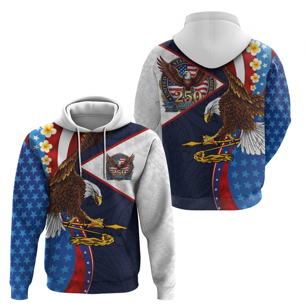 American Samoa and United States Semiquincentennial Hoodie Bald Eagle with National Flag Style LT03 - Polynesian Pride