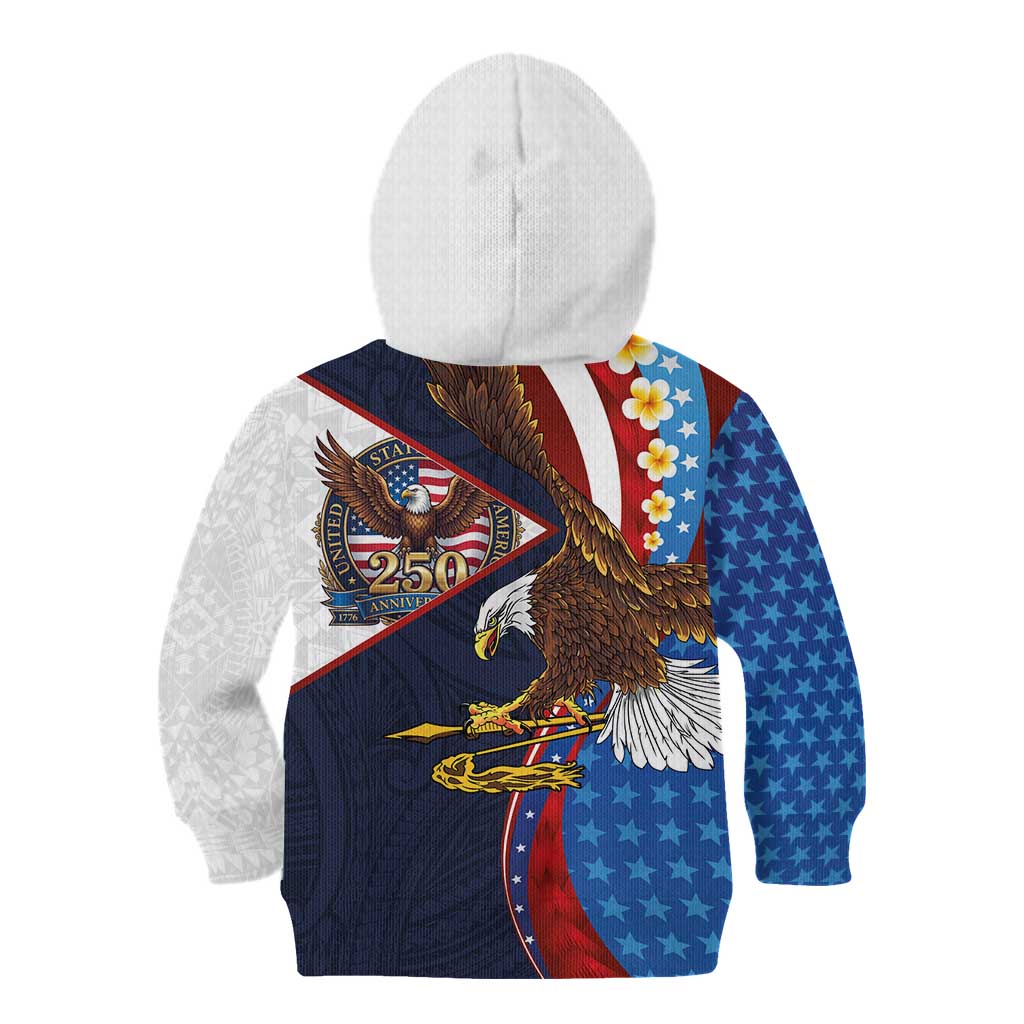 American Samoa and United States Semiquincentennial Kid Hoodie Bald Eagle with National Flag Style LT03 - Polynesian Pride