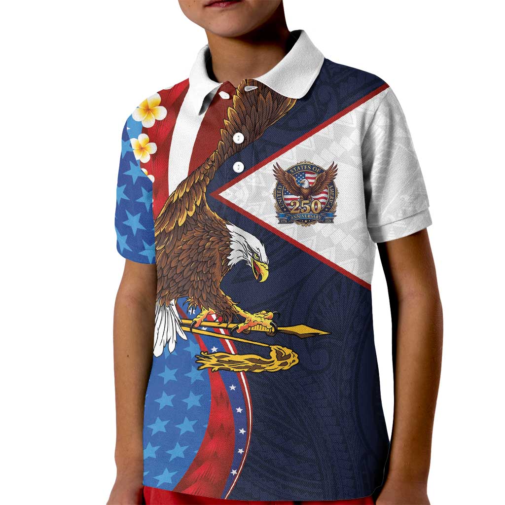 American Samoa and United States Semiquincentennial Kid Polo Shirt Bald Eagle with National Flag Style LT03 Kid Multicolor - Polynesian Pride