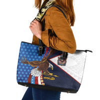 American Samoa and United States Semiquincentennial Leather Tote Bag Bald Eagle with National Flag Style LT03 Multicolor - Polynesian Pride
