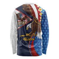 American Samoa and United States Semiquincentennial Long Sleeve Shirt Bald Eagle with National Flag Style LT03 - Polynesian Pride