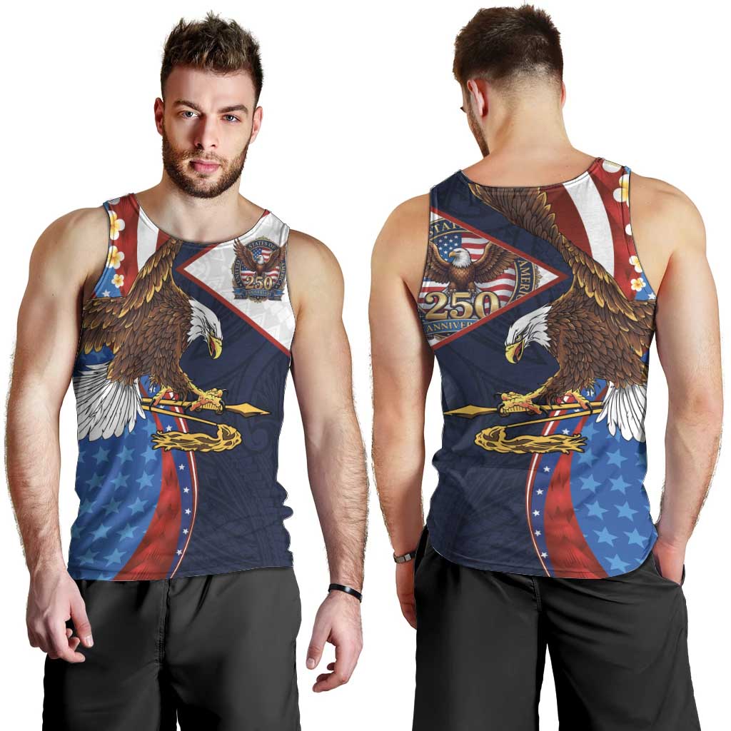 American Samoa and United States Semiquincentennial Men Tank Top Bald Eagle with National Flag Style LT03 - Polynesian Pride