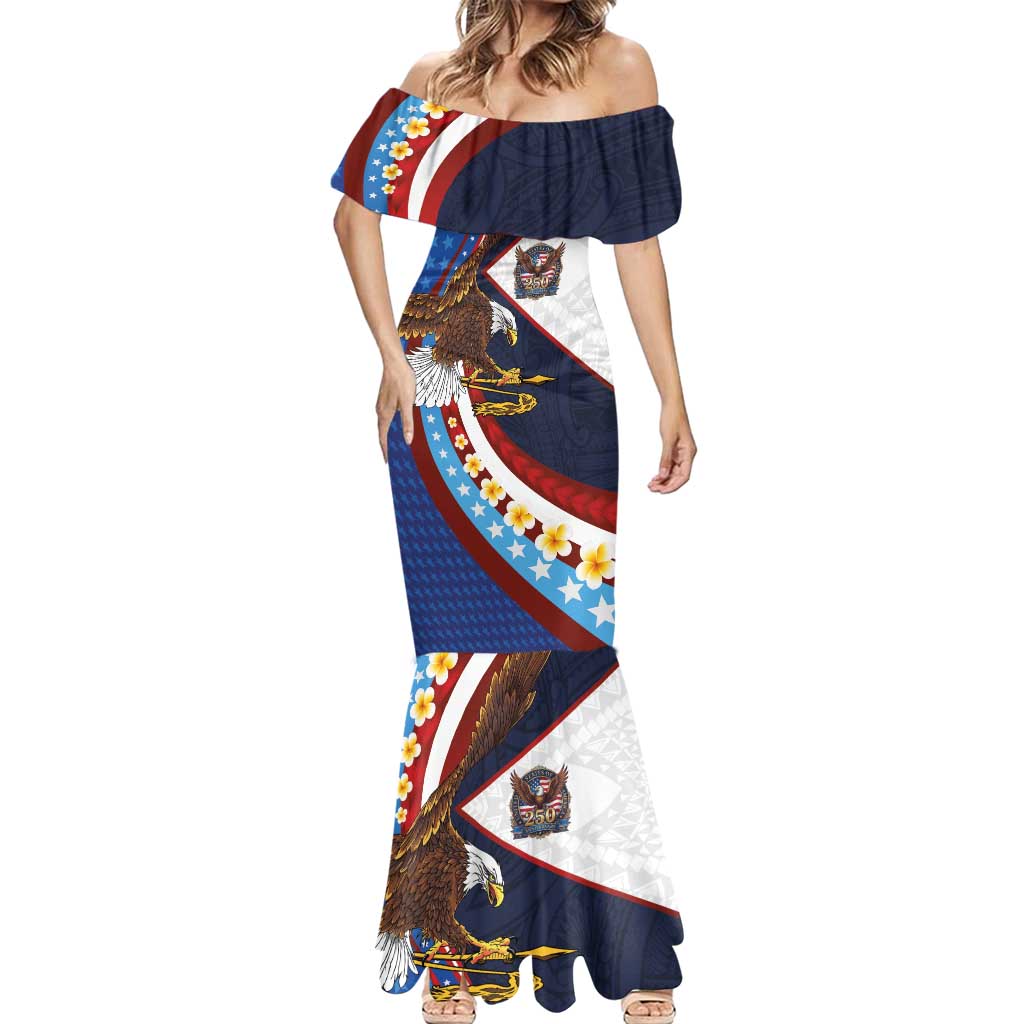 American Samoa and United States Semiquincentennial Mermaid Dress Bald Eagle with National Flag Style LT03 - Polynesian Pride