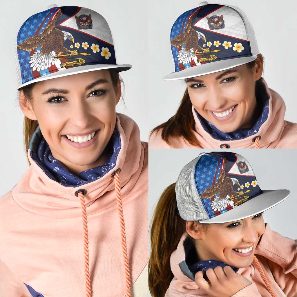 American Samoa and United States Semiquincentennial Mesh Trucker Cap Bald Eagle with National Flag Style