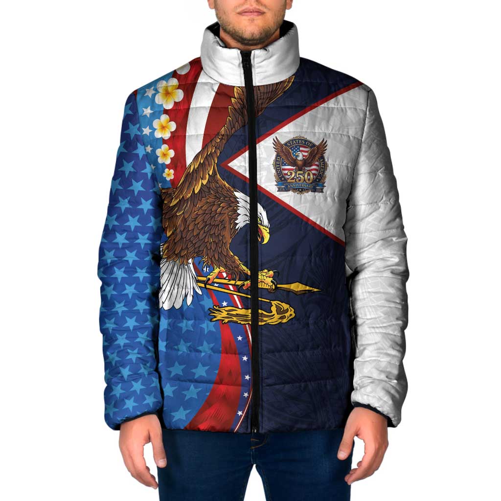 American Samoa and United States Semiquincentennial Padded Jacket Bald Eagle with National Flag Style LT03 Men Multicolor - Polynesian Pride