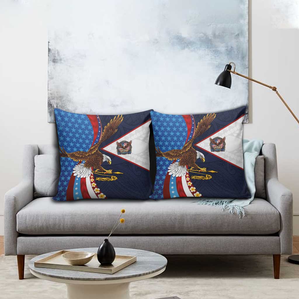 American Samoa and United States Semiquincentennial Pillow Cover Bald Eagle with National Flag Style LT03 - Polynesian Pride