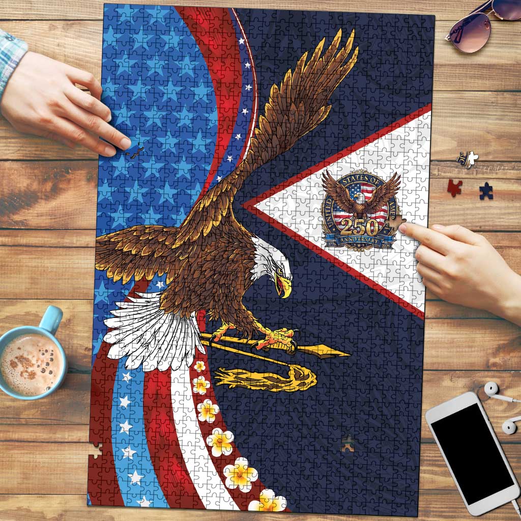 American Samoa and United States Semiquincentennial Puzzle Bald Eagle with National Flag Style LT03 Multicolor - Polynesian Pride