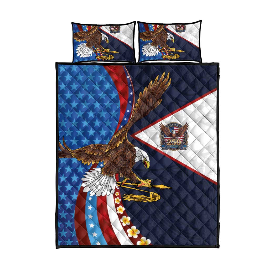American Samoa and United States Semiquincentennial Quilt Bed Set Bald Eagle with National Flag Style LT03 - Polynesian Pride