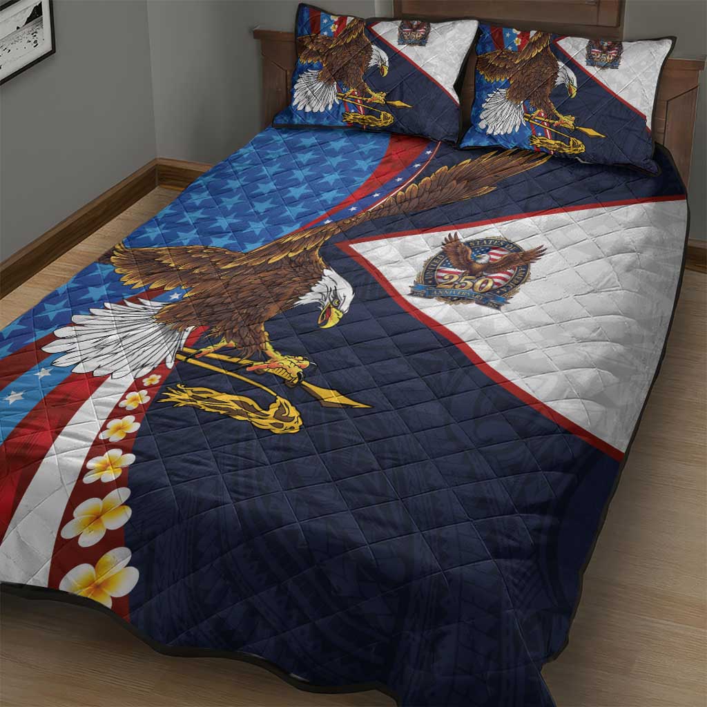 American Samoa and United States Semiquincentennial Quilt Bed Set Bald Eagle with National Flag Style LT03 - Polynesian Pride