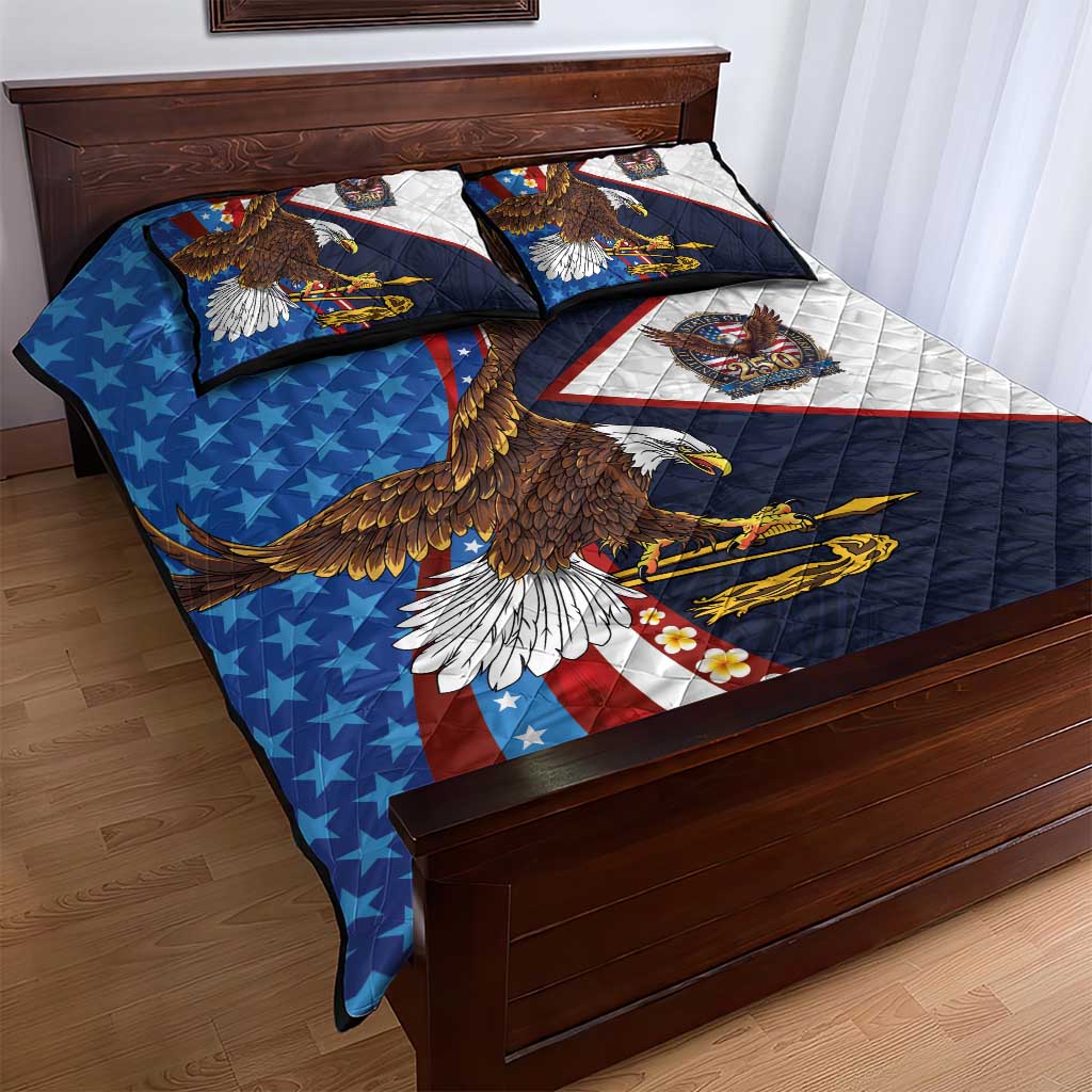 American Samoa and United States Semiquincentennial Quilt Bed Set Bald Eagle with National Flag Style LT03 - Polynesian Pride