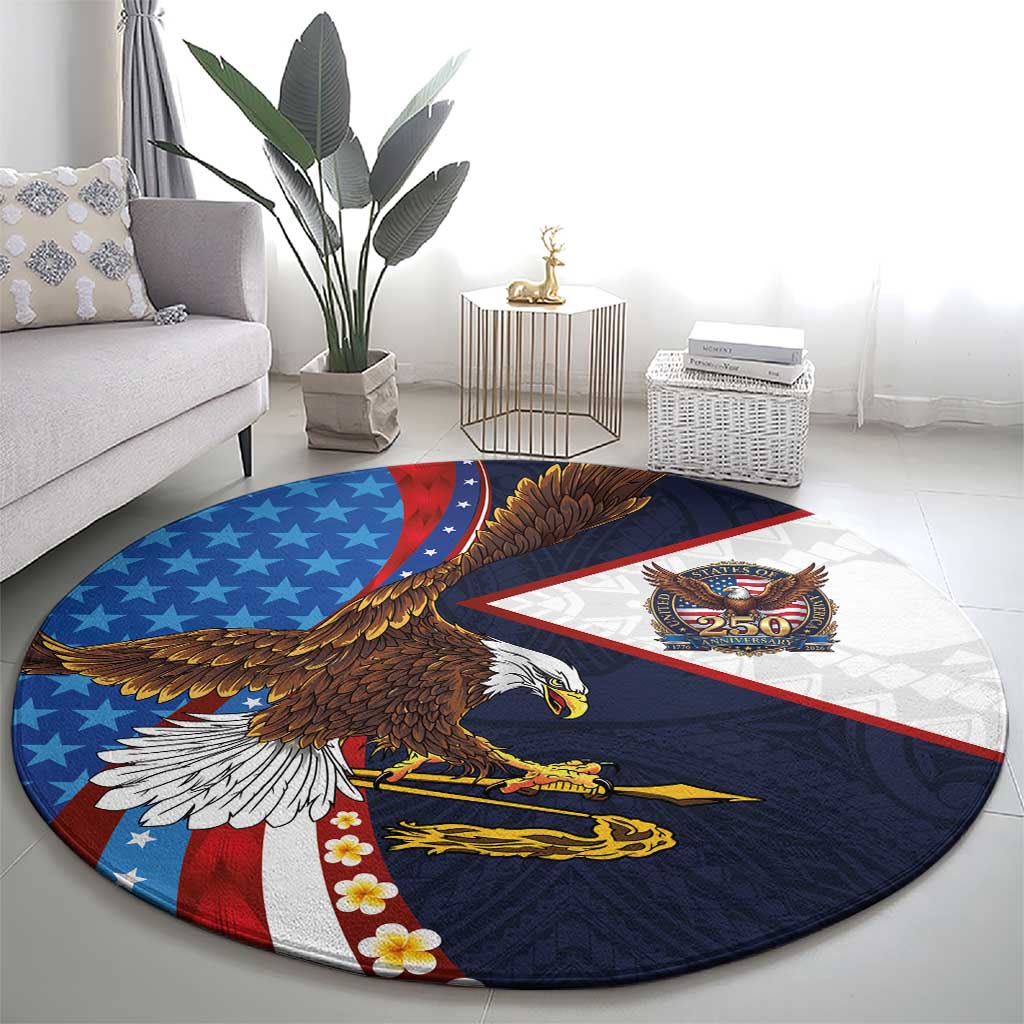 American Samoa and United States Semiquincentennial Round Carpet Bald Eagle with National Flag Style LT03 - Polynesian Pride