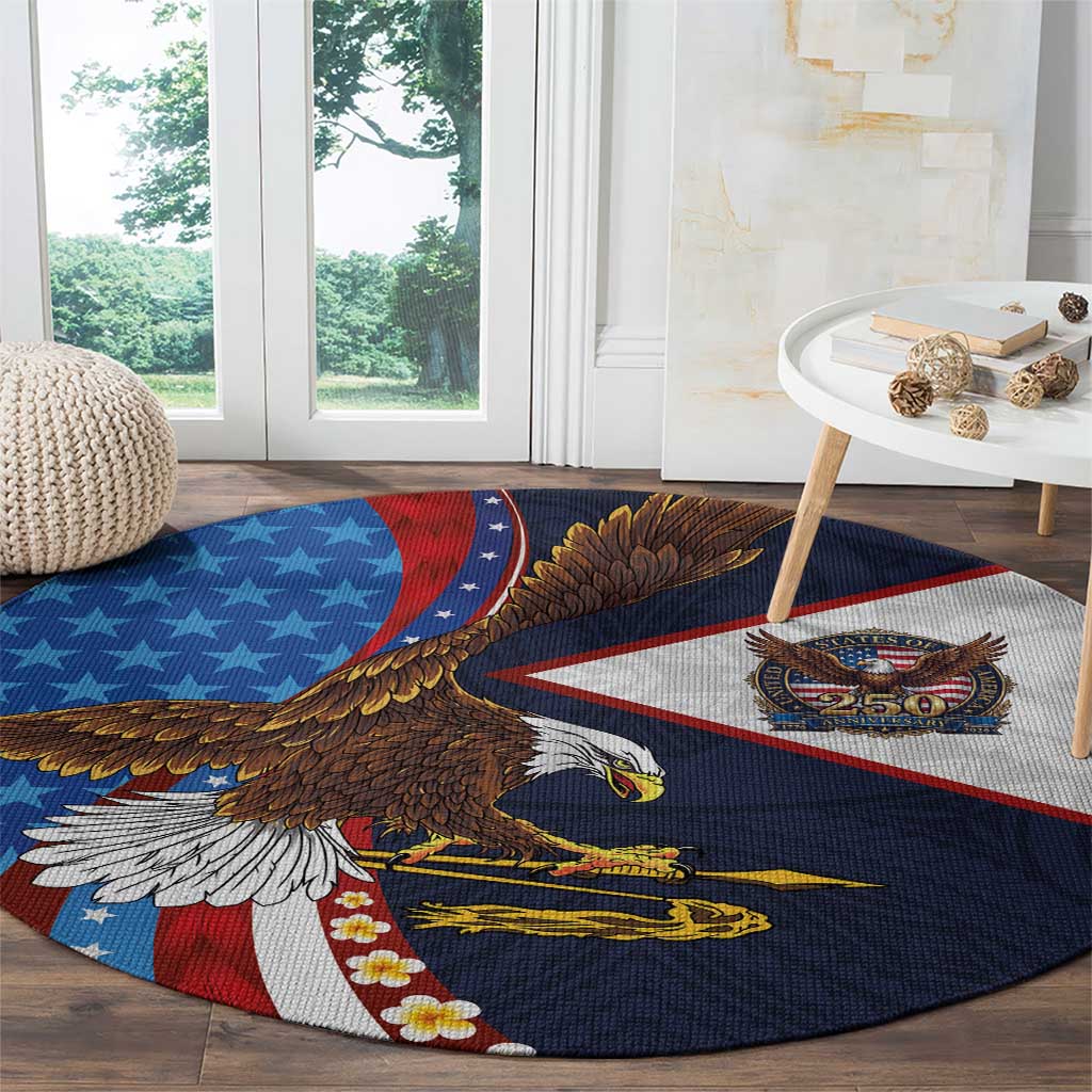 American Samoa and United States Semiquincentennial Round Carpet Bald Eagle with National Flag Style LT03 - Polynesian Pride