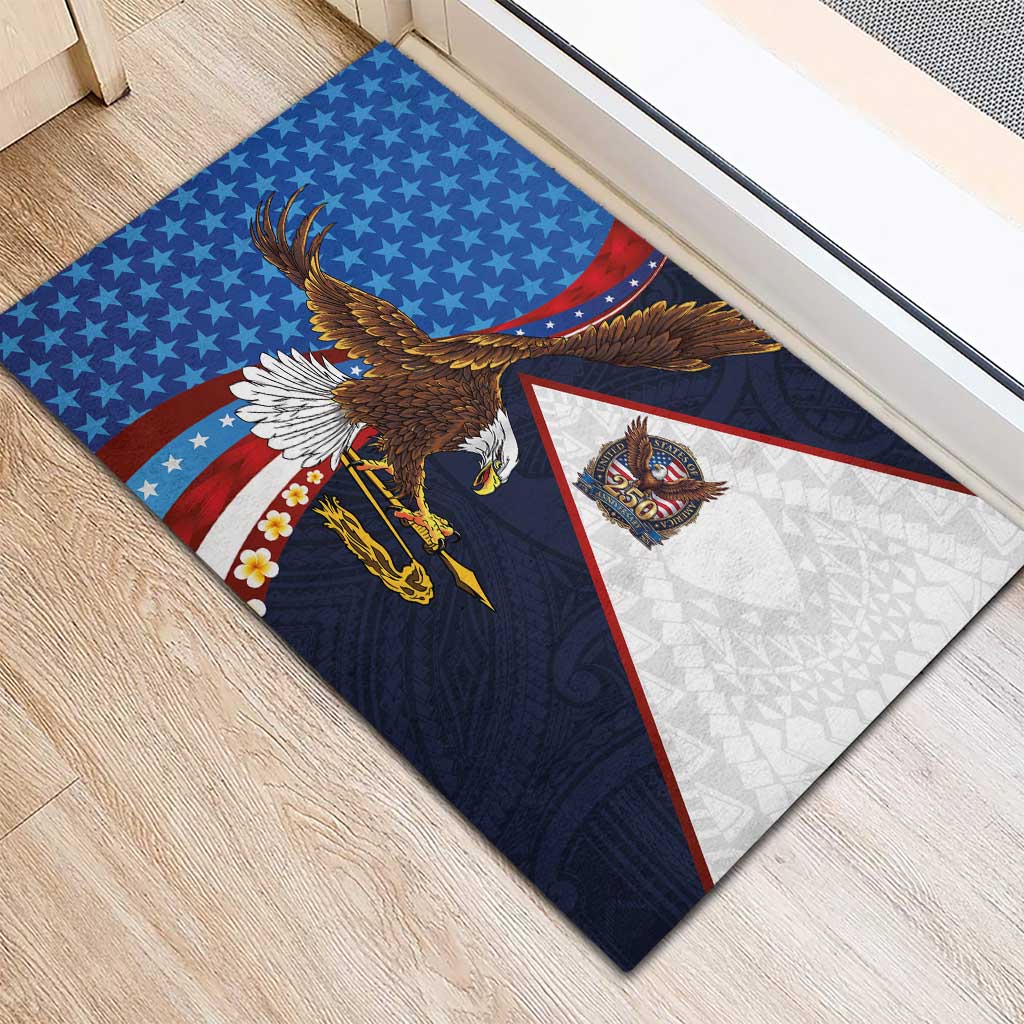 American Samoa and United States Semiquincentennial Rubber Doormat Bald Eagle with National Flag Style LT03 - Polynesian Pride