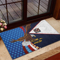 American Samoa and United States Semiquincentennial Rubber Doormat Bald Eagle with National Flag Style LT03 - Polynesian Pride