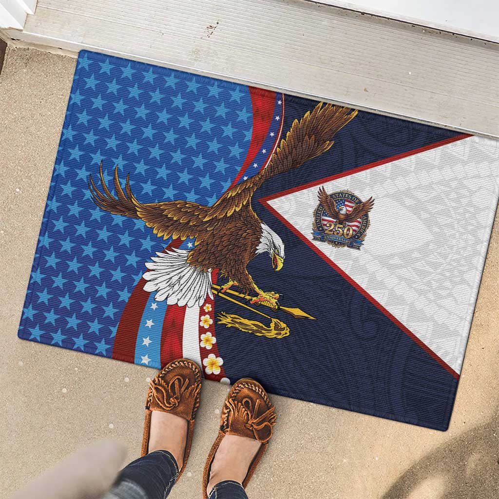 American Samoa and United States Semiquincentennial Rubber Doormat Bald Eagle with National Flag Style LT03 - Polynesian Pride