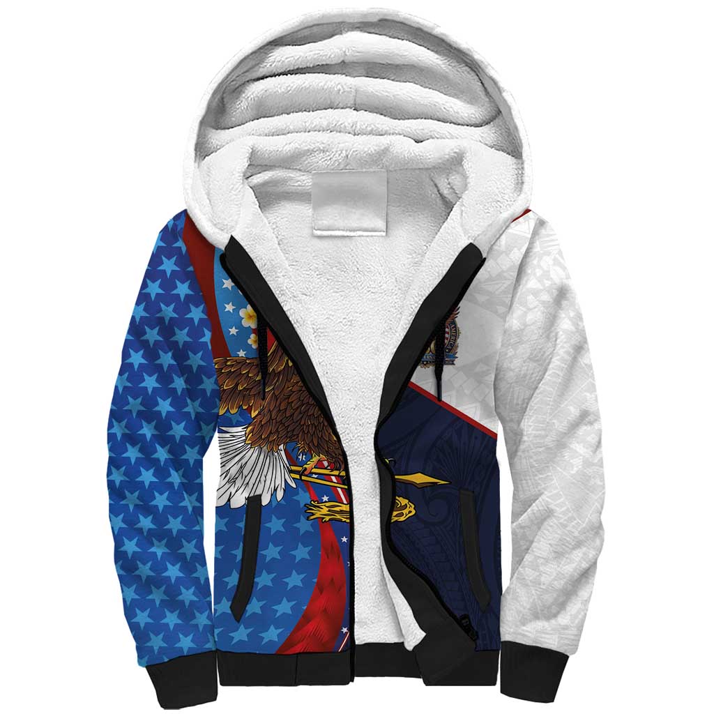 American Samoa and United States Semiquincentennial Sherpa Hoodie Bald Eagle with National Flag Style LT03 Unisex Multicolor - Polynesian Pride