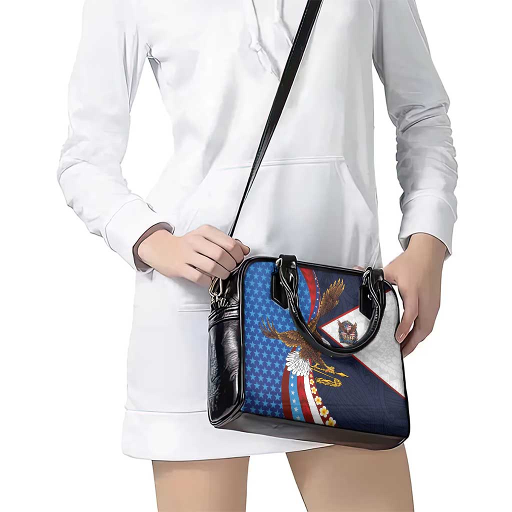 American Samoa and United States Semiquincentennial Shoulder Handbag Bald Eagle with National Flag Style LT03 - Polynesian Pride