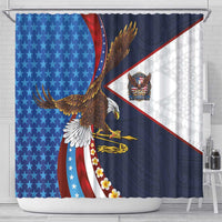 American Samoa and United States Semiquincentennial Shower Curtain Bald Eagle with National Flag Style LT03 - Polynesian Pride